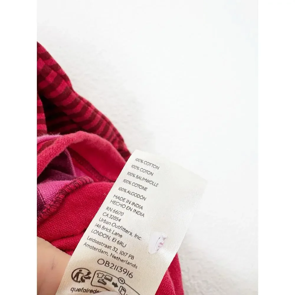 Free People We The Free Punk Playful Tee Size Medium Pink Red Stripes Emo